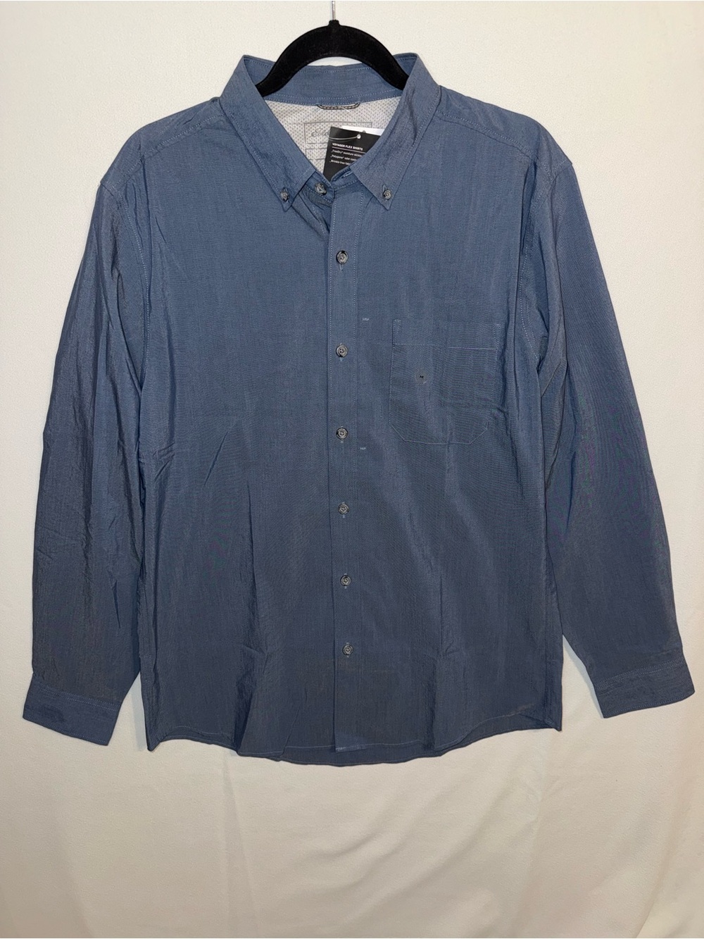 NWT Eddie Bauer Men's Button-Down Voyager Flex Shirt - Navy Blue Size M Classic
